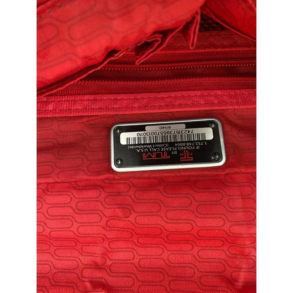 Tumi Tech Messenger Bag Black Red Lining Ballistic Nylon Laptop Crossbody 5114D
